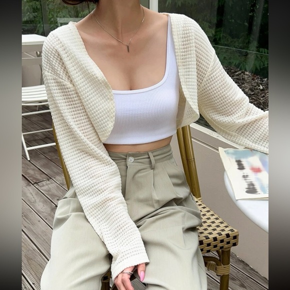 Drop Shoulder Open Front Cardigan - Picture 6 of 10